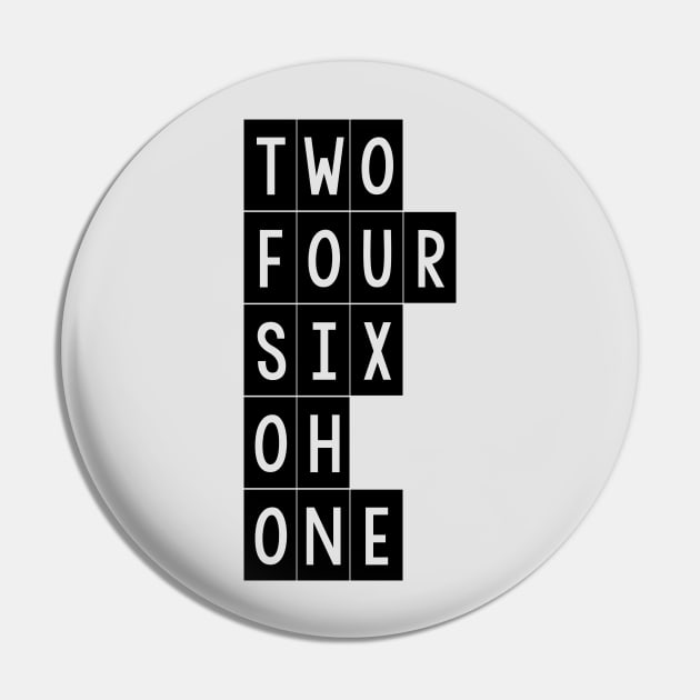 Two Four Six Oh One Pin by byebyesally