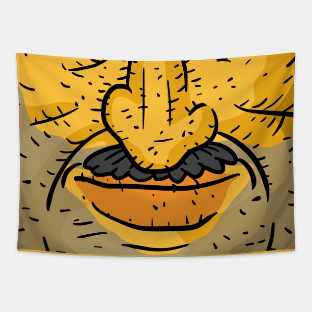 man with a mustache. funny face mask design. Tapestry by JJadx