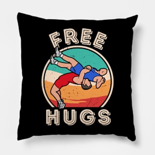 Free Hugs Wrestling Funny Vintage Wrestle Pillow