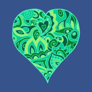 Psychedelic Heart in Shades of Green T-Shirt