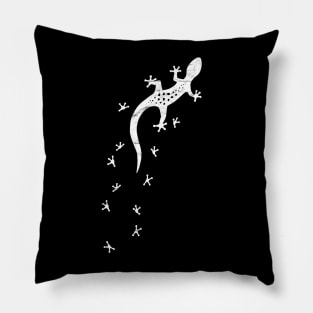 Retro Lizard Drawing With Tracks | Leopard-Gecko Pillow