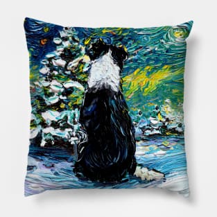 Border Collie Night (Winter) Pillow