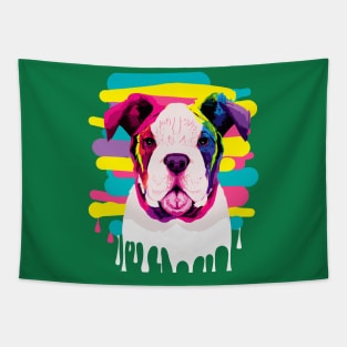 Cute American Bulldog 90s Vintage Retro Artwork Tapestry