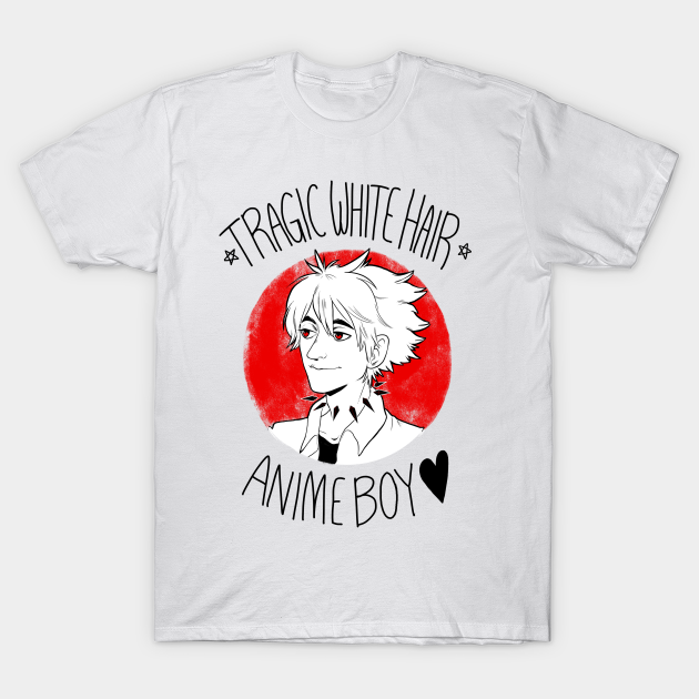Tragic White Hair Anime Boy - Black Font - Fanart - T-Shirt | TeePublic Tragic White Hair Anime Boy - Black Font - Fanart - T-Shirt | TeePublic