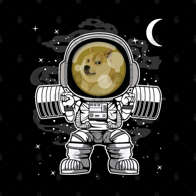 Astronaut Lifting Dogecoin DOGE Coin To The Moon Crypto Token Cryptocurrency Blockchain Wallet Birthday Gift For Men Women Kids by Thingking About