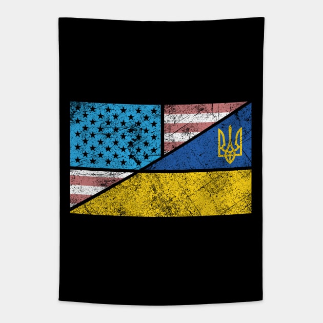 Ukrainian American flag united together Tapestry by Keleonie