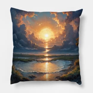 Parting at Sunset Pillow