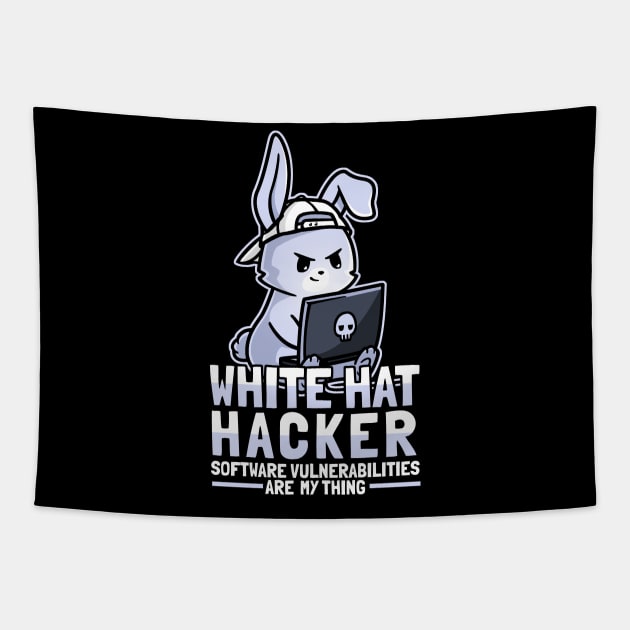 White Hat Hacker Ethical Hacking Cute Tapestry by NerdShizzle