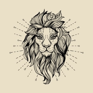 Lion portrait in geometric tattoo style with dots and circle shapes T-Shirt