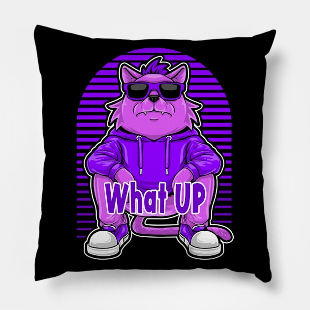 What UP Cool Lone Wolf Dog Sunglasses Street Hood Pillow by Sassee Designs