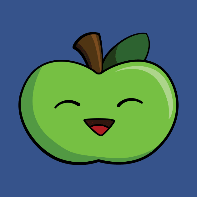 Cute, Kawaii, Cartoon Apple by rideawavedesign