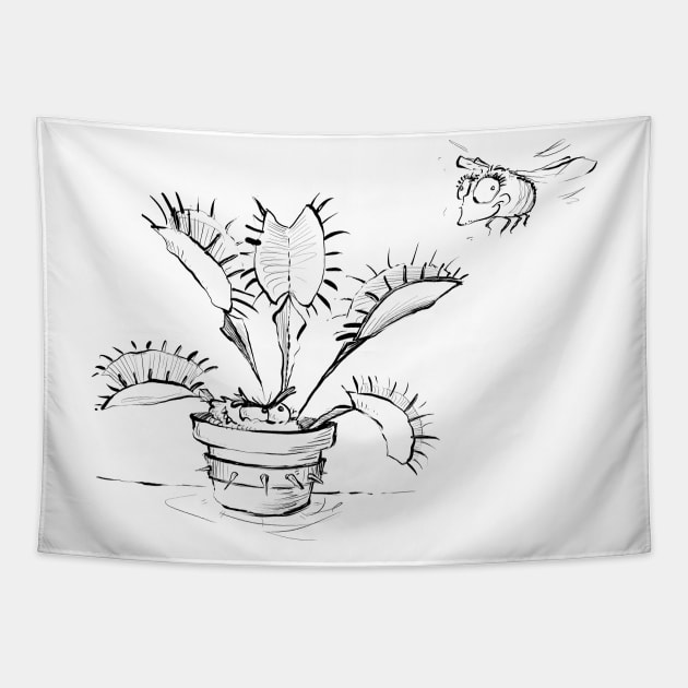 Evil Venus Fly Trap Tapestry by Jason's Doodles