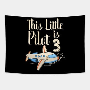 3 Year Old Boy Girl Airplane Pilot 3Rd Birthday Party Tapestry