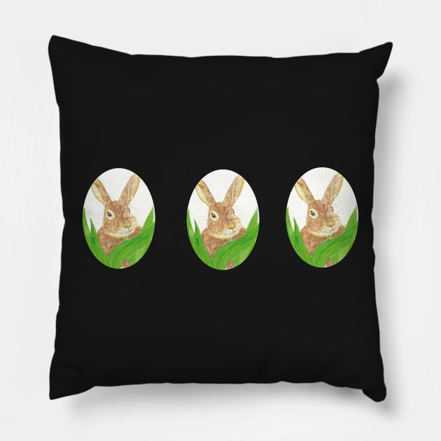 Easter bunny in the grass, oval shape Pillow by Kunst und Kreatives