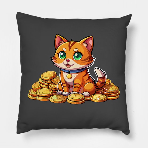 Crypto Cat Pillow by DIGITAL MERCH CREATIONS