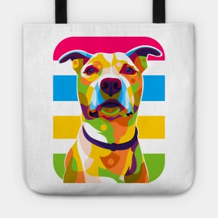 Pit Bull Dog Portrait Colorful Pop Art Tote