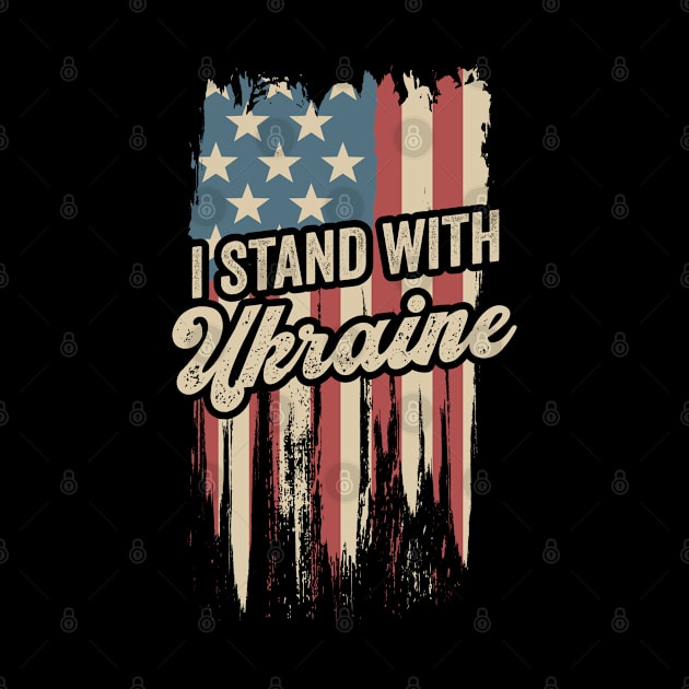 I Stand With Ukraine USA and Ukraine Flags Holding Hands by BramCrye