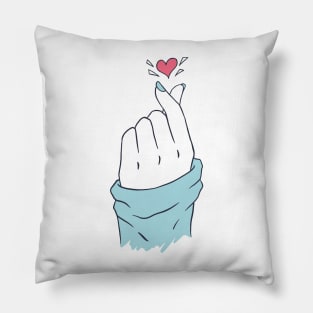 Korean Finger Heart Symbol Kpop Love Aesthetic Pillow