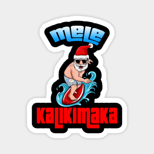 Mele Kalikimaka Christmas Santa Shaka Hawaii Surfing Magnet