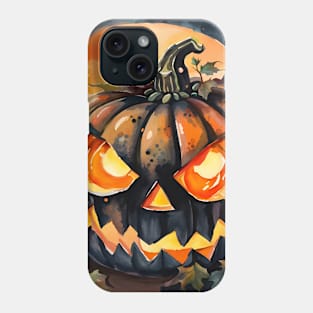 Watercolor Halloween Jack O Lantern Pumpkin Phone Case