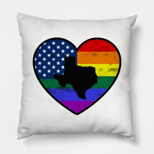 Texas United States Gay Pride Flag Heart Pillow