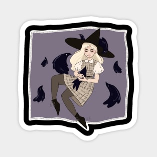 Witch with her ghost birds Magnet