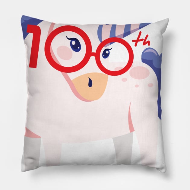 Unicorn 100th Day Of School 100 Days Smarter Gifts Pillow by macshoptee