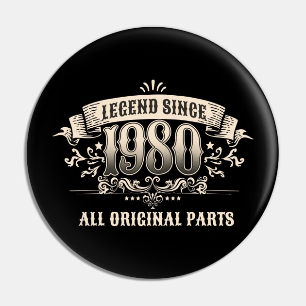 Retro Vintage Birthday Legend since 1980 All Original Parts Pin by star trek fanart and more