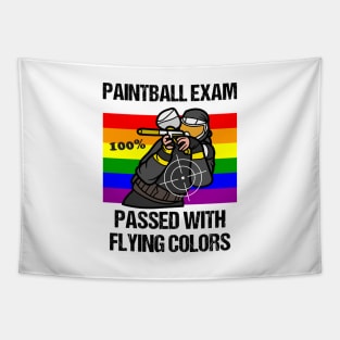 Funny Paintball Exam Paint Balling Jokes with Rainbow Flying Colors Tapestry