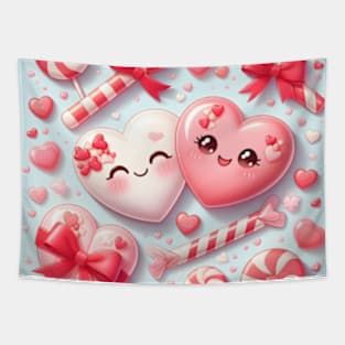 Cute Valentine's Day Hearts Candy Valentines Love Tapestry