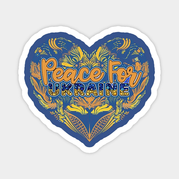 Peace For Ukraine Mandala Heart Magnet by The Christian Left