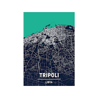 Tripoli Blue Dark Color City Map T-Shirt