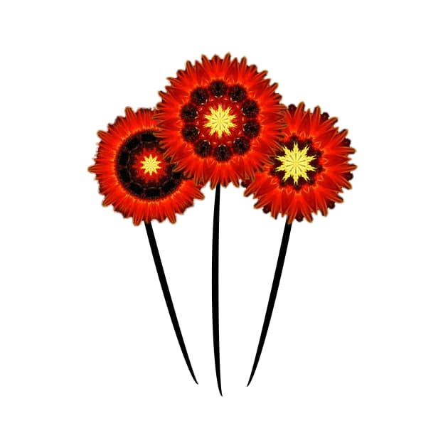 Poppies in red, yellow, black, modern design by Happyoninside