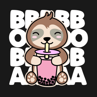 Sloth Drinking Boba Cute Kawaii Bubble Tea Dark T-Shirt