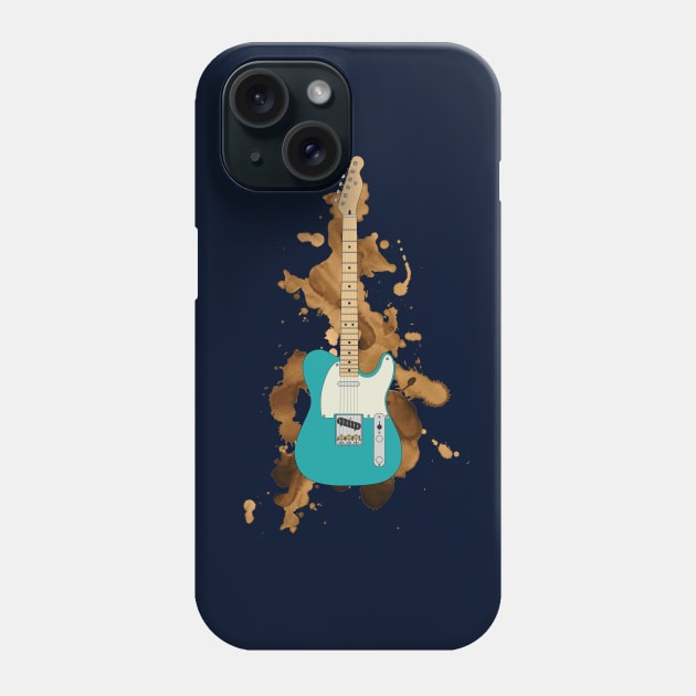 T-Style Electric Guitar Teal Color Phone Case by nightsworthy