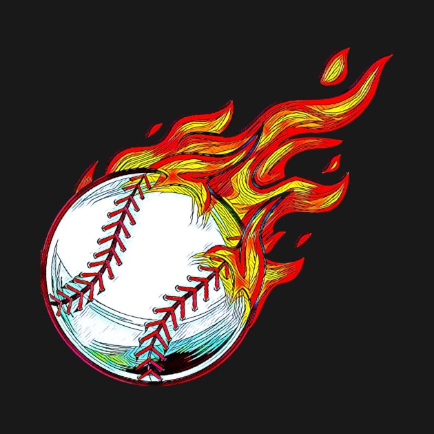 Baseball - Fire Ball by Qibar Design