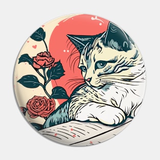 Cat and Book Retro 19 Pin