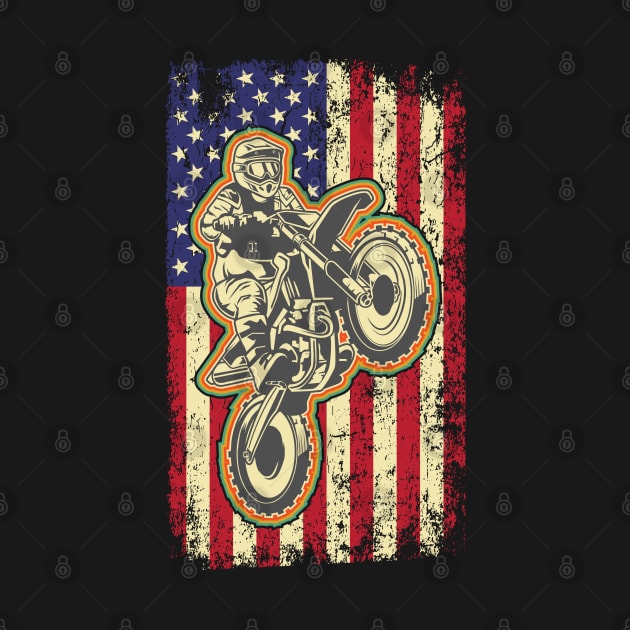 Dirt Bike Motocross American Flag Biker 4th of July by aneisha