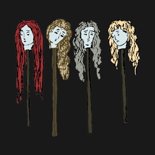 Four Dead Maiden Heads on Stakes for Halloween T-Shirt