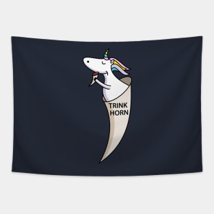 Funny unicorn drinking horn Tapestry