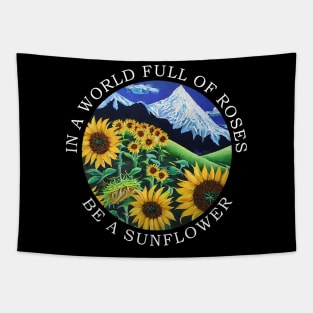 Sunflower design - In a world full of roses funny saying Tapestry