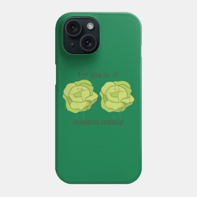 Emotional Cabbage- Funny Vegetable Gifts Phone Case by Dreamy Panda Designs
