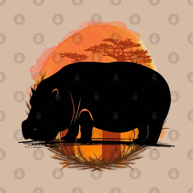 Hippo silhouette - savannah by Petprinty