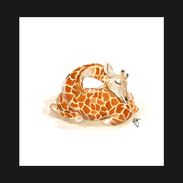 Sleeping baby giraffe by Artbykellybain