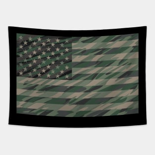 Patriotic Jungle Green Camo USA Flag Tapestry