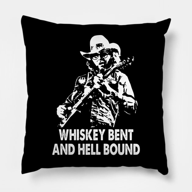 Whiskey bent hank art country music Pillow by Tosik Art1