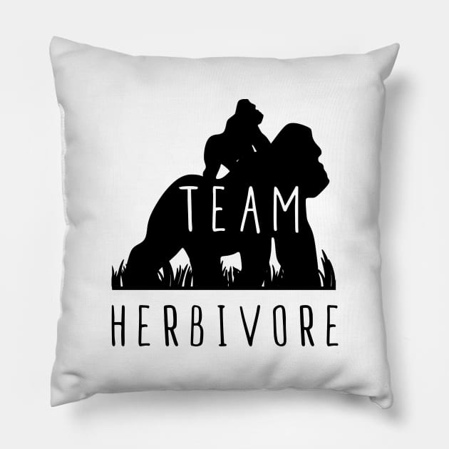 Team Herbivore Gorilla Vegan T-Shirt, Gift Tee For animal lover, Vegetarian Women and Men, white Pillow by junghc1