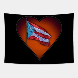 Puerto Rican Flag Heart Tapestry