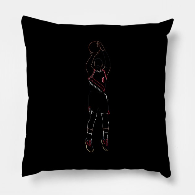 Damian Lillard Jumpshot Neon Pillow by xRatTrapTeesx