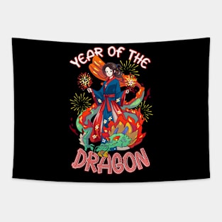 Chinese New Year 2024 Year of The Dragon Fireworks Tapestry